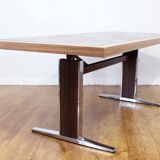 Adjustable coffee table, raise and lower system 1970