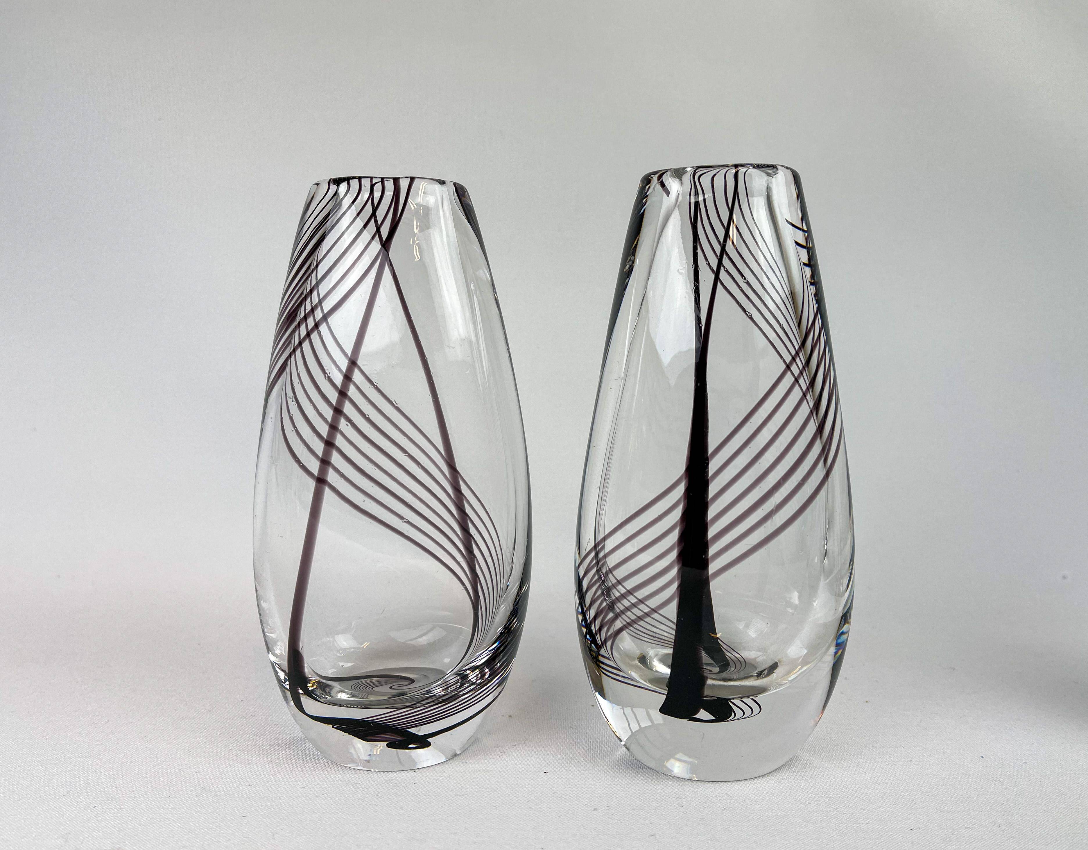 Midcentury collection of art glass vases by Vicke Lindstrand for Kosta Sweden.