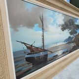 Oil on canvas, low tide, signed Le Dantec