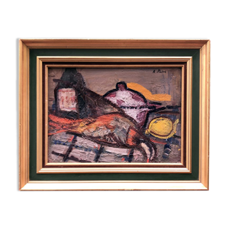 Old still life painting by A.Pietri