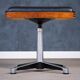 Teak Swivel Stool with Black Leather Seat, 1960s