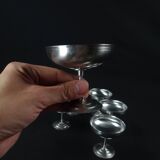 6 stainless steel ice cream cups on foot Létang Rémy stainless steel Made in France