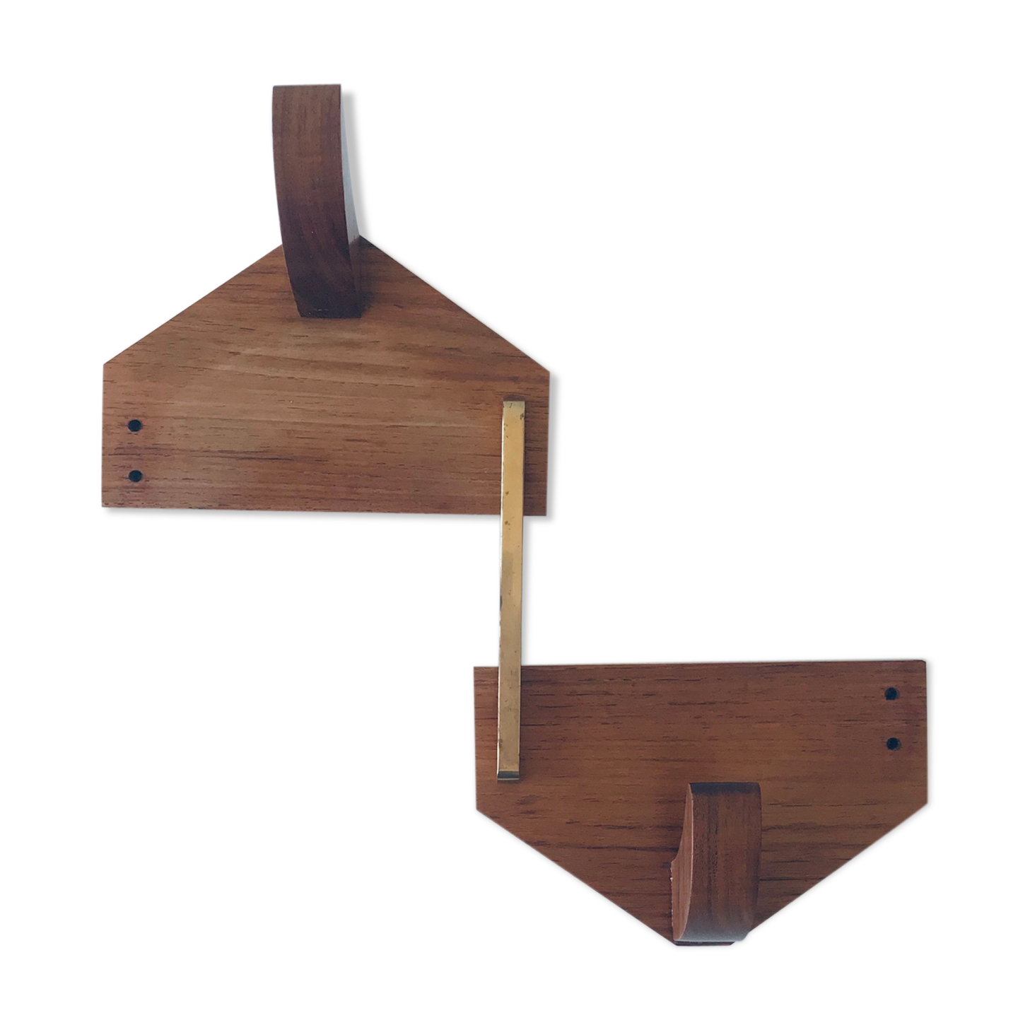 Patère in wood and brass