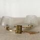 Double wall light in gold-tone metal and bubbled glass, Italian design from the 1960s