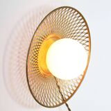Mid-Century Intricate Wall Lamp in Brass and Opaline Glass, 1950s