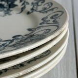 Set of 5 vintage earthenware flat plates