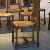 Set of six chairs and two brutalist armchairs mid-century 1950'