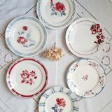 Old flat plates mismatched in earthenware