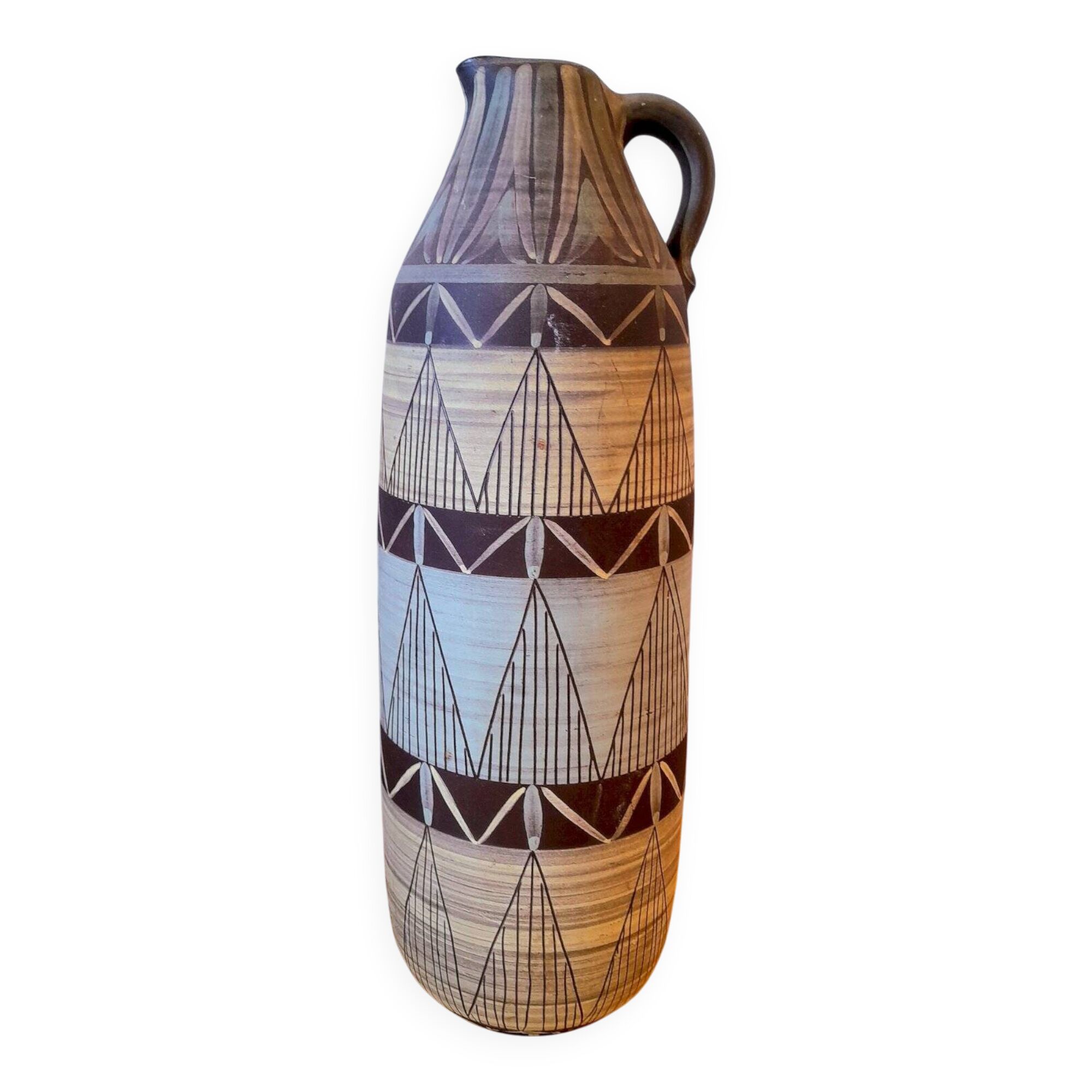 Ceramic pitcher 1960, signed VBM geometric
