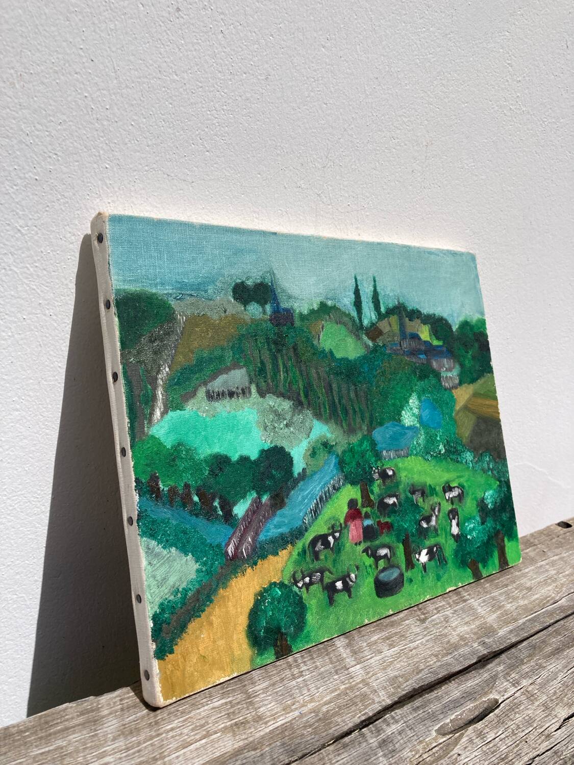 Tableau, huile sur toile paysage naïf
