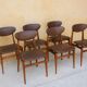 Set of 6 vintage wood and leatherette chairs
