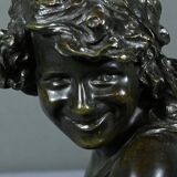 Bronze “Laughing Child”, signed A.Injalbert – Late 19th century