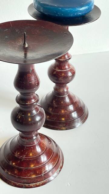 BOUGEOIRS Vintage Patinated Metal Candle Holders