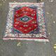Nemrut square burgundy Persian wool rug, 100x100cm