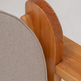 Pair of solid pine lounge chairs, italy 1970s