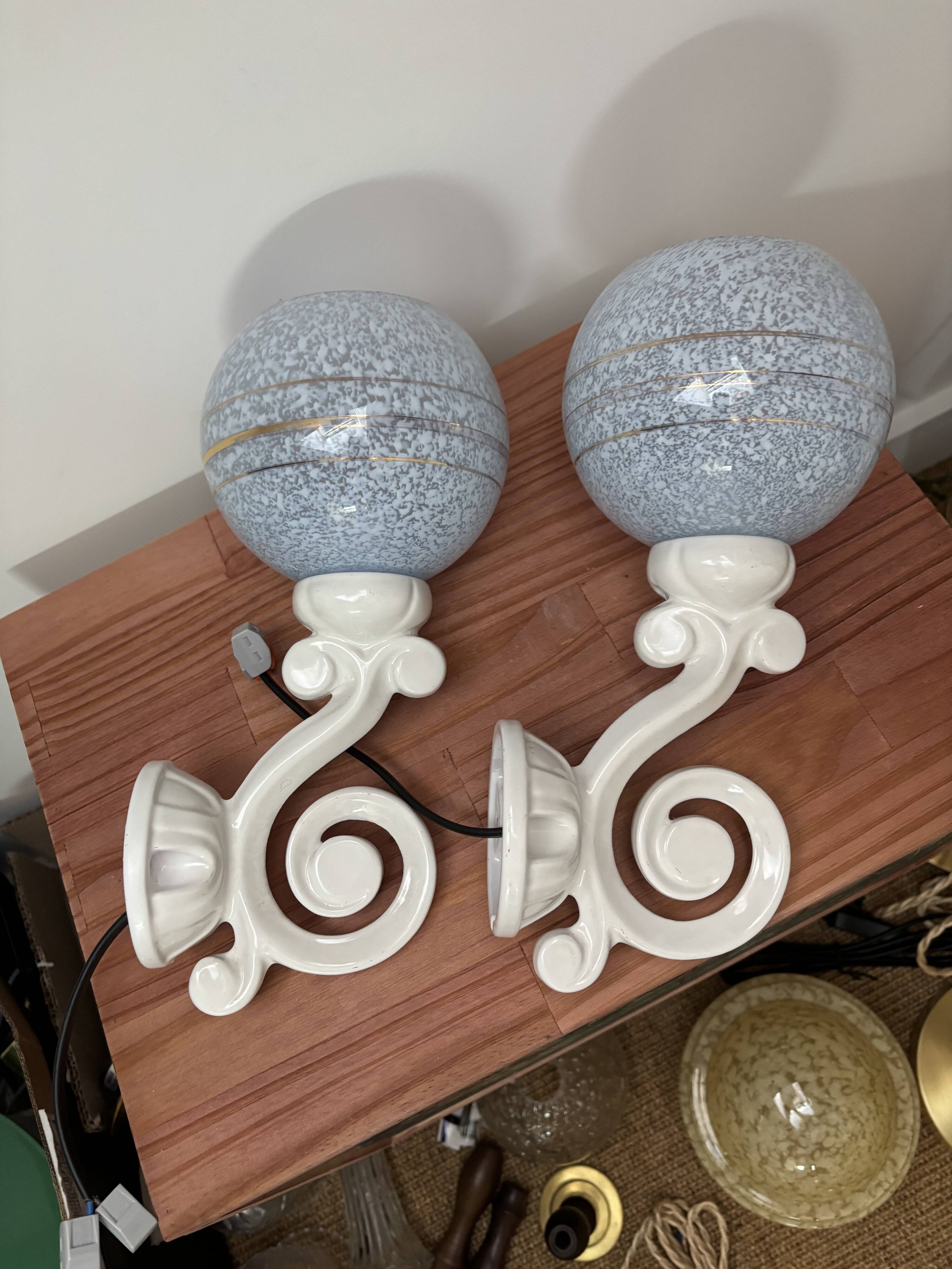 Pair of vintage pastel wall sconces