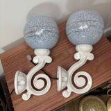 Pair of vintage pastel wall sconces