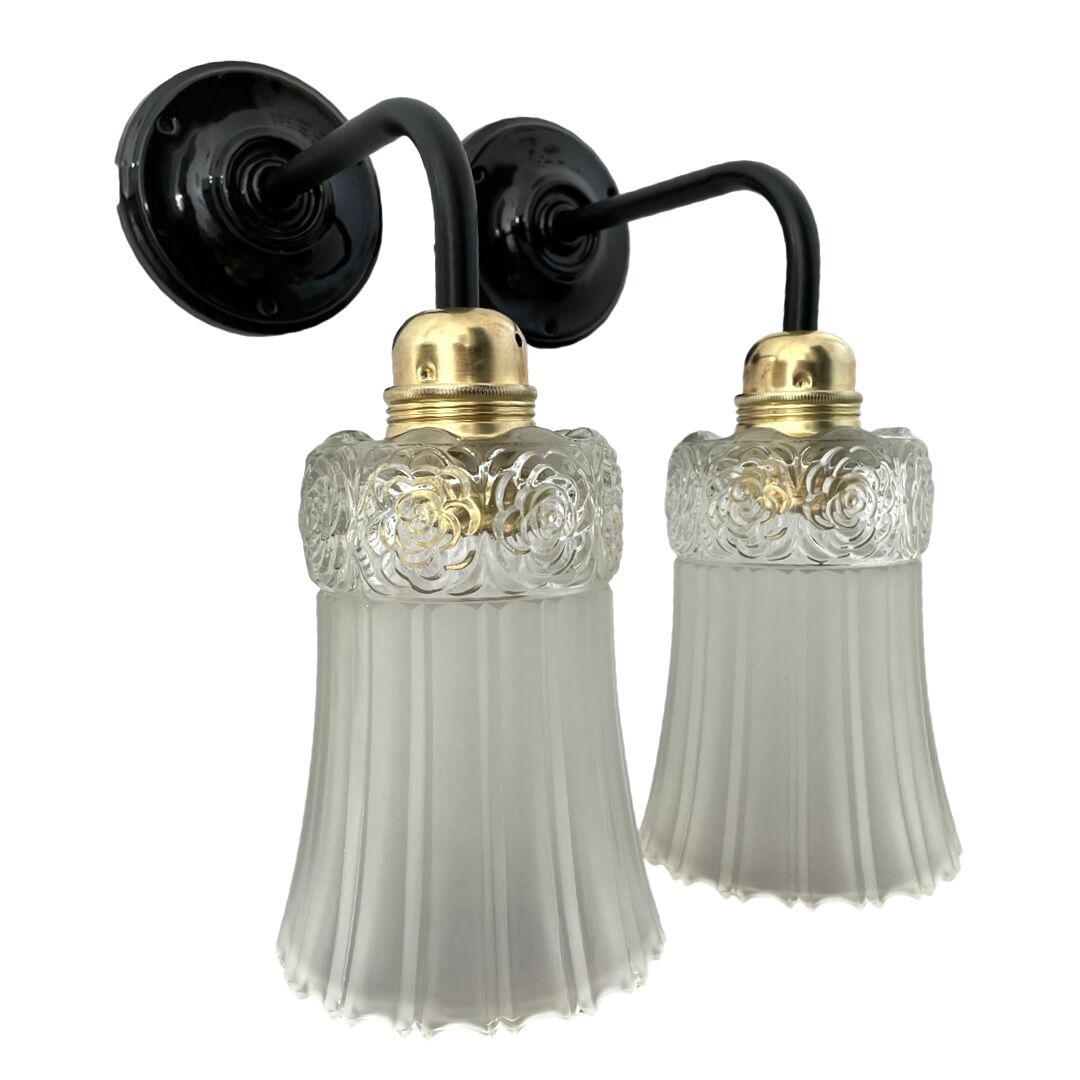 Set of two Art Deco tulip wall sconces