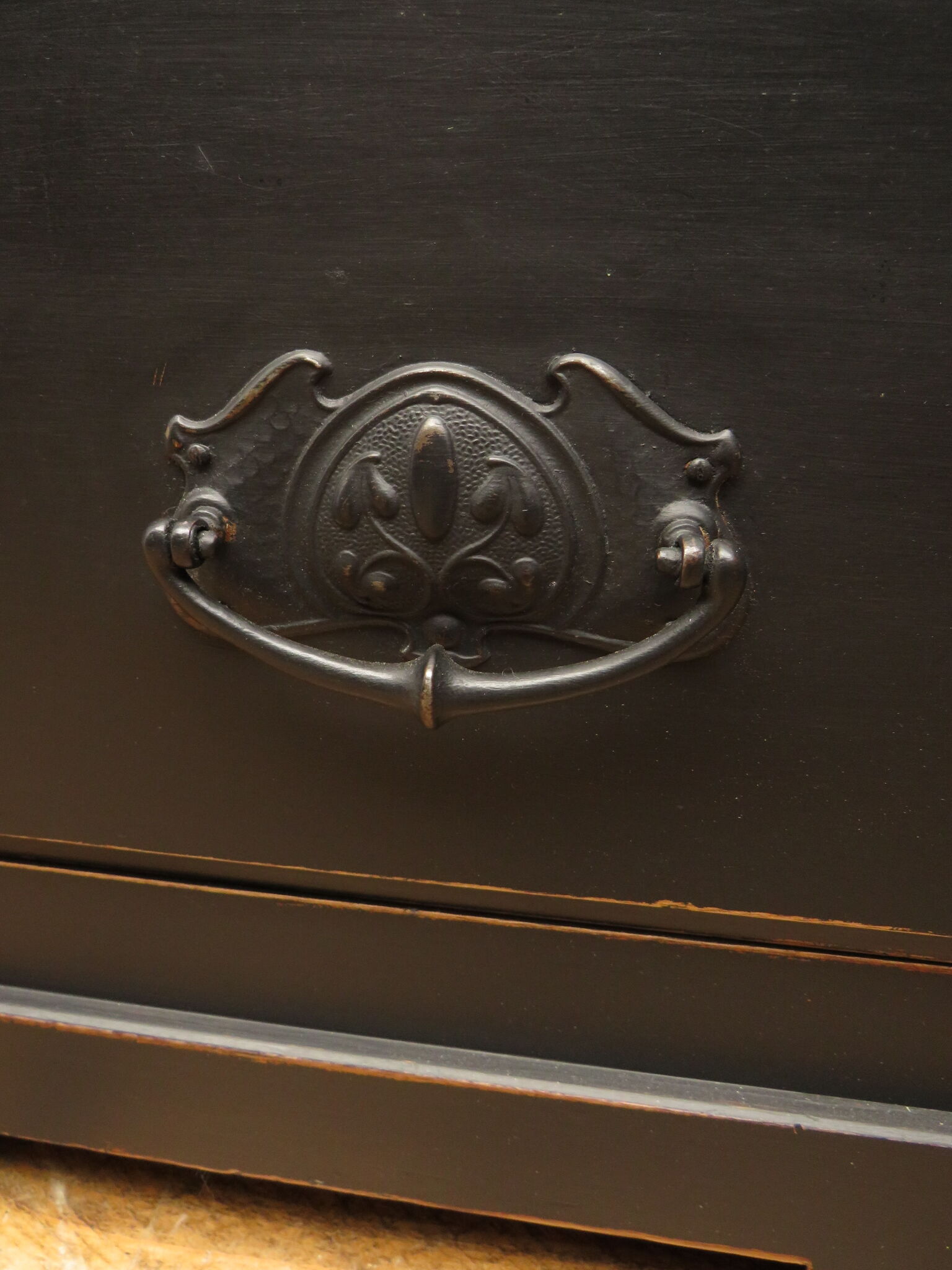 Black painted linen press wardrobe