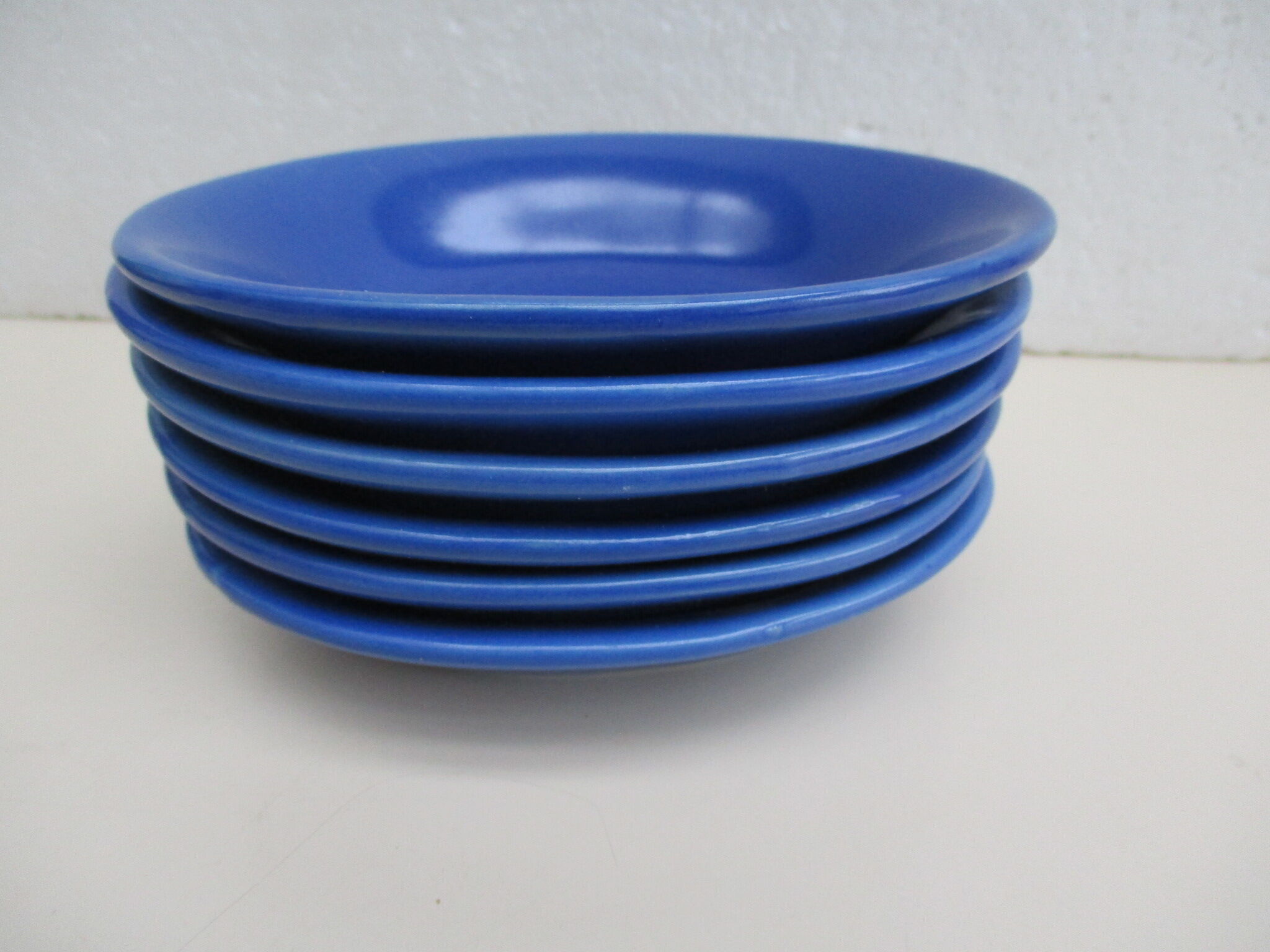 Six Blue Ceramic Cups