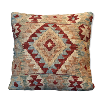 Afghan kilim cushion cover handwoven wool 45x45cm