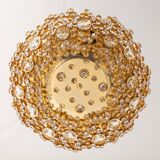 Floral wall light in gilded brass and cut glass by Palwa, Germany, 1970s.