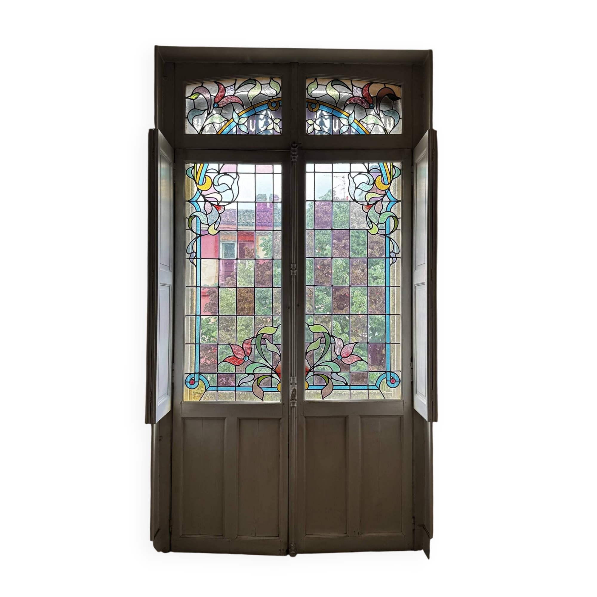 Window doors stained glass