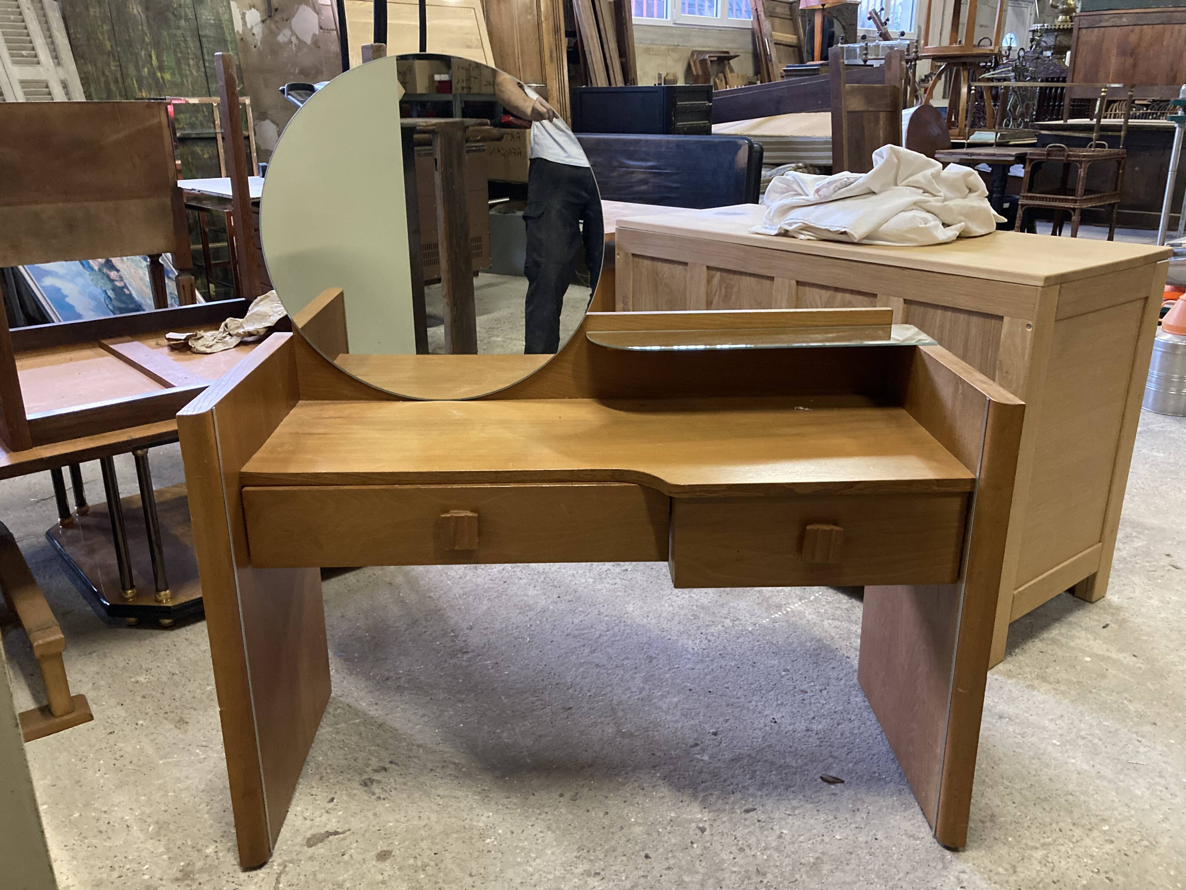 Dressing table style art deco in wood 50s