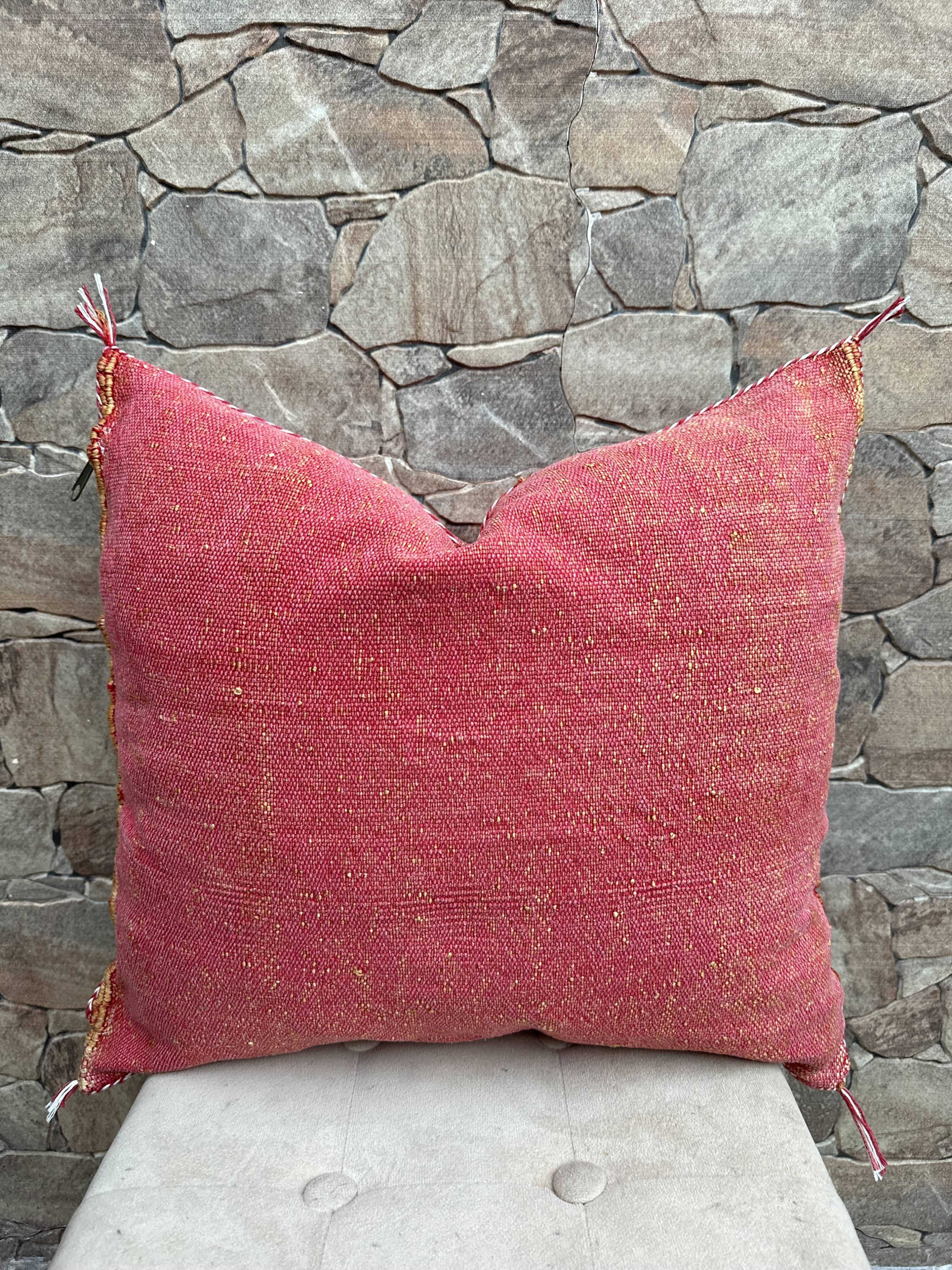 Cactus silk cushion cover: Handwoven Moroccan Sabra cushion