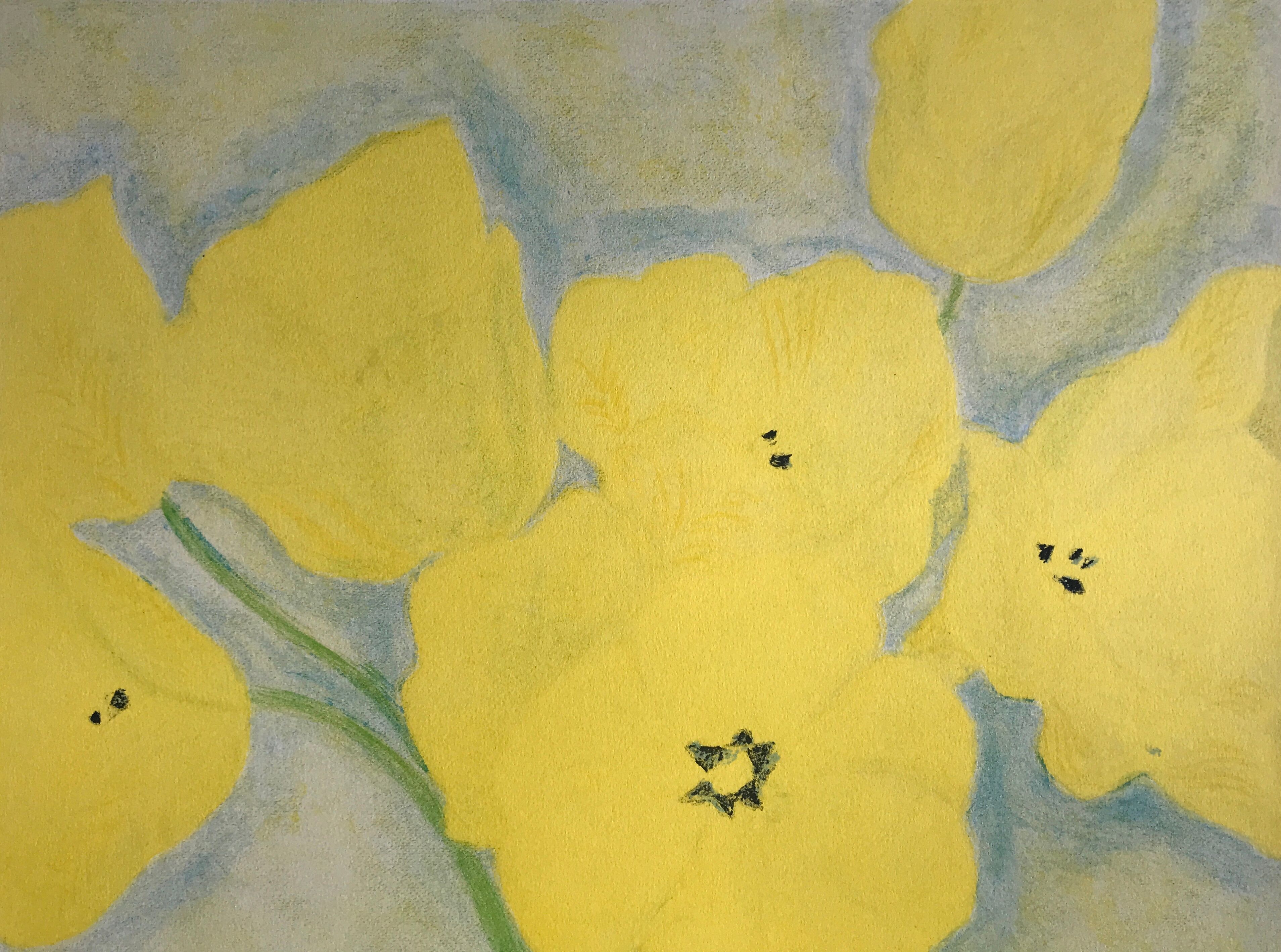 Signed and justified lithograph by pierre boncompain, untitled (tulips baroques), 1982