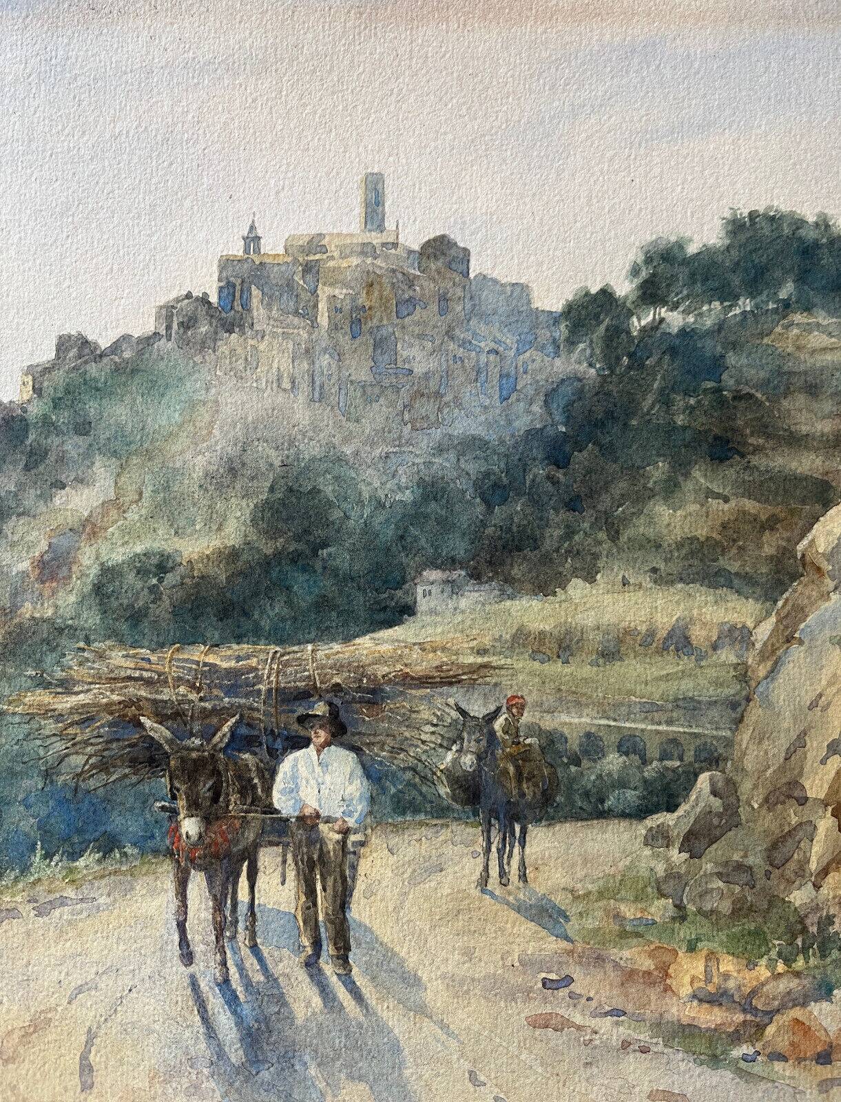Watercolor painting circa 1900 Saint-Paul-de-Vence Alpes Maritime by MH Meyrick