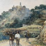 Watercolor painting circa 1900 Saint-Paul-de-Vence Alpes Maritime by MH Meyrick