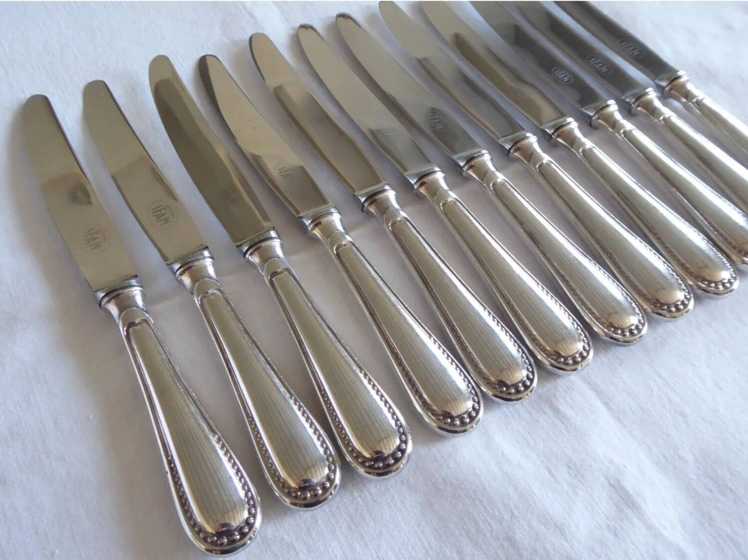 12 sfam dessert knives silver metal 21 cm