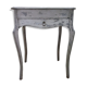 Small side table with walnut storage, patinated white shabby chipped