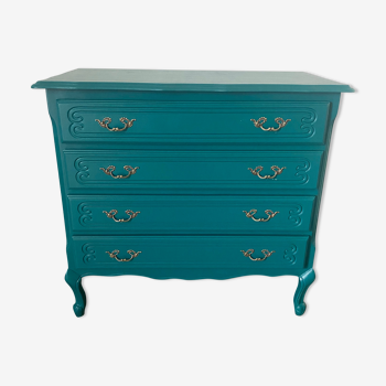 Commode vintage relooké bleu canard