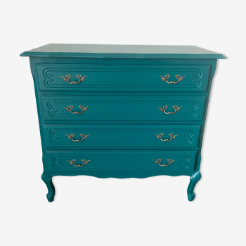 Vintage chest of drawers with a duck blue makeover