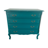 Vintage chest of drawers with a duck blue makeover