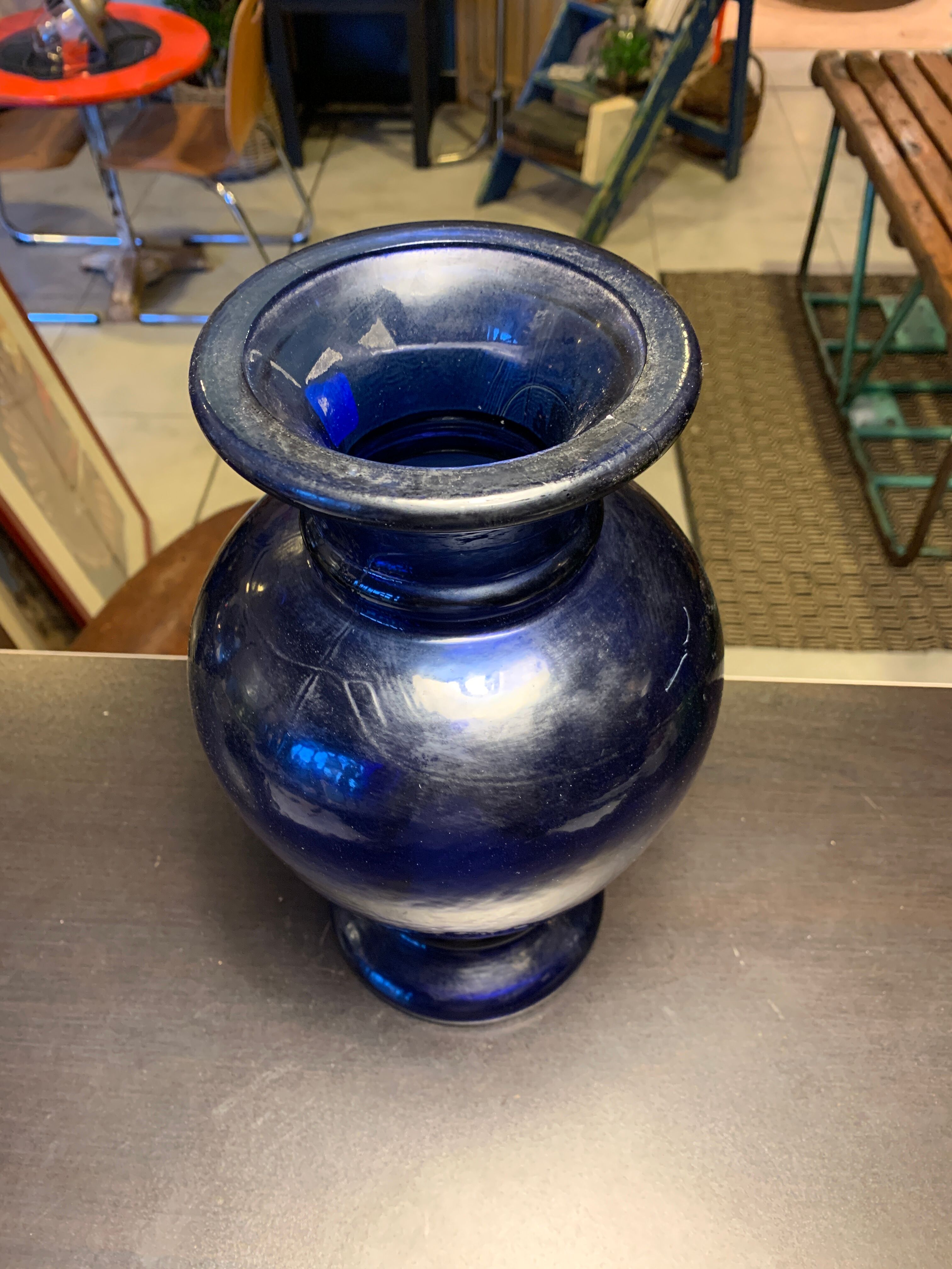 Blue glass vase