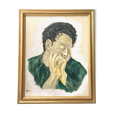 Oil on wood painting male portrait