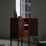 Swedish Grace, Geometric Oak Armoire, Thysells Furniture, Art Deco, 1940s