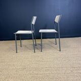 Pair of gijs van der sluis chairs white wood grey legs netherlands 1970s