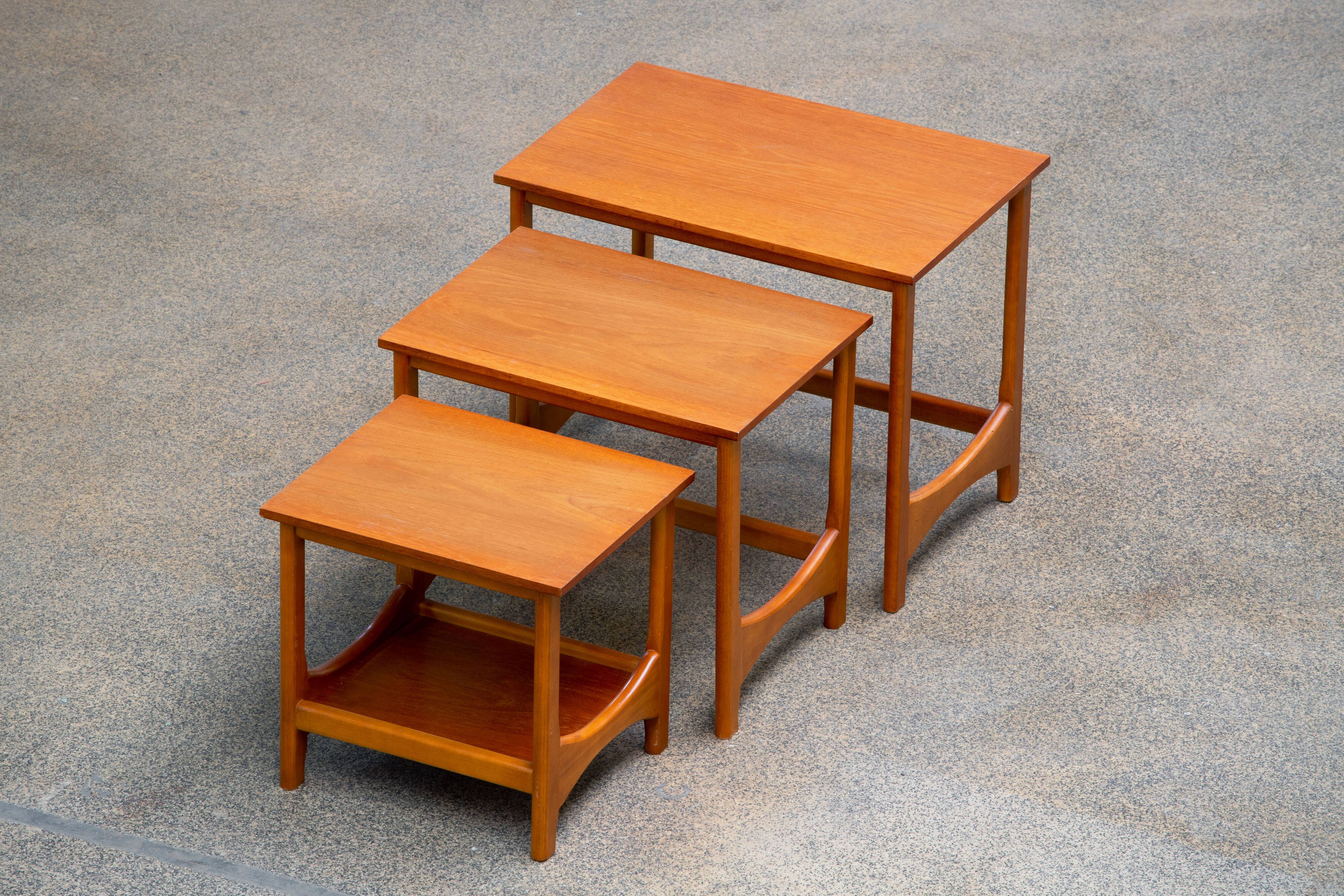 Scandinavian teak nesting coffee tables