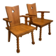 Paire fauteuils brutaliste chêne France Circa 1950