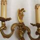 Stylish Vintage French Bronze Double Wall Sconces with Acanthus Leaf Detail
