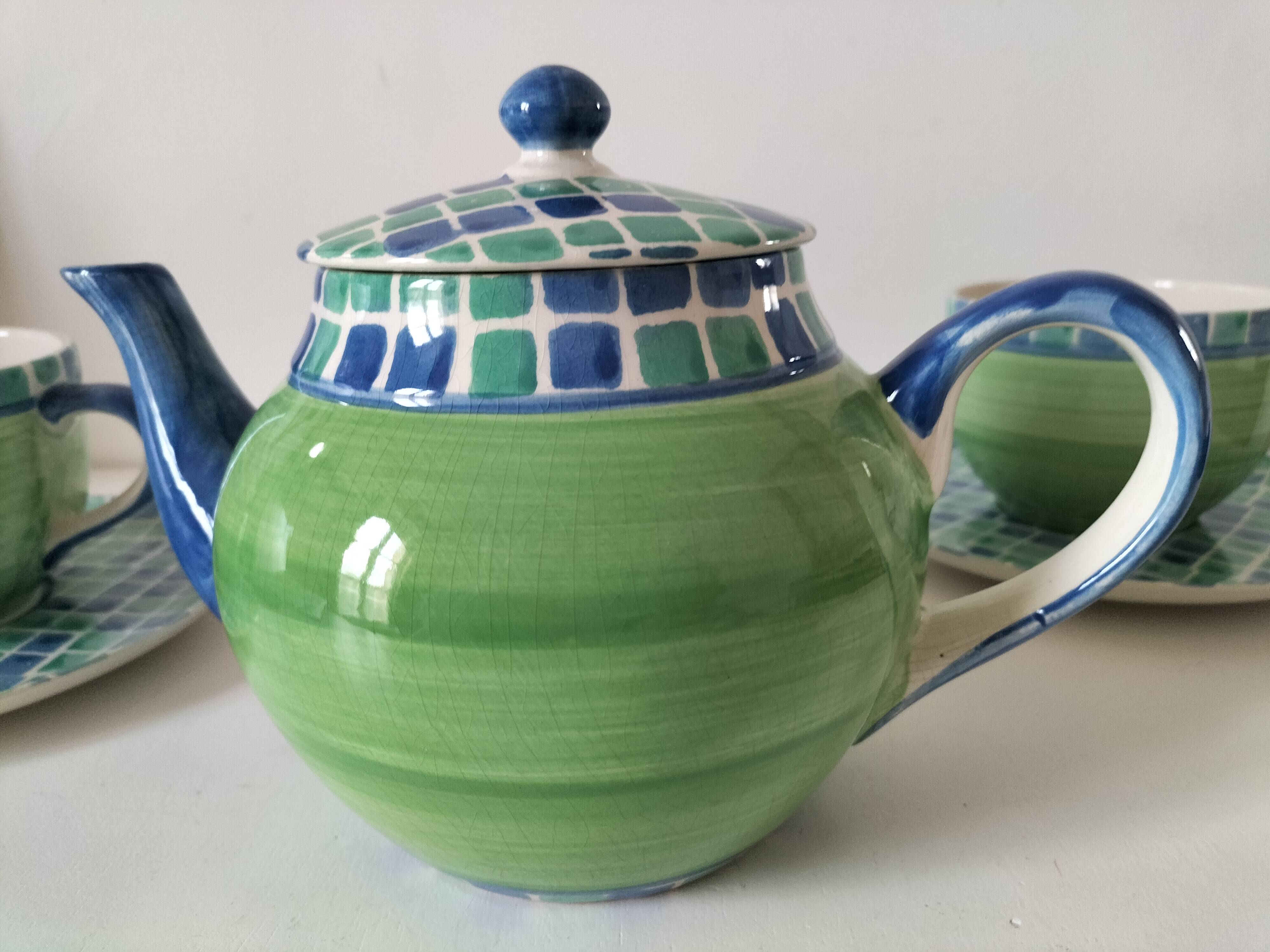 Portuguese tea service hand-painted ceramic