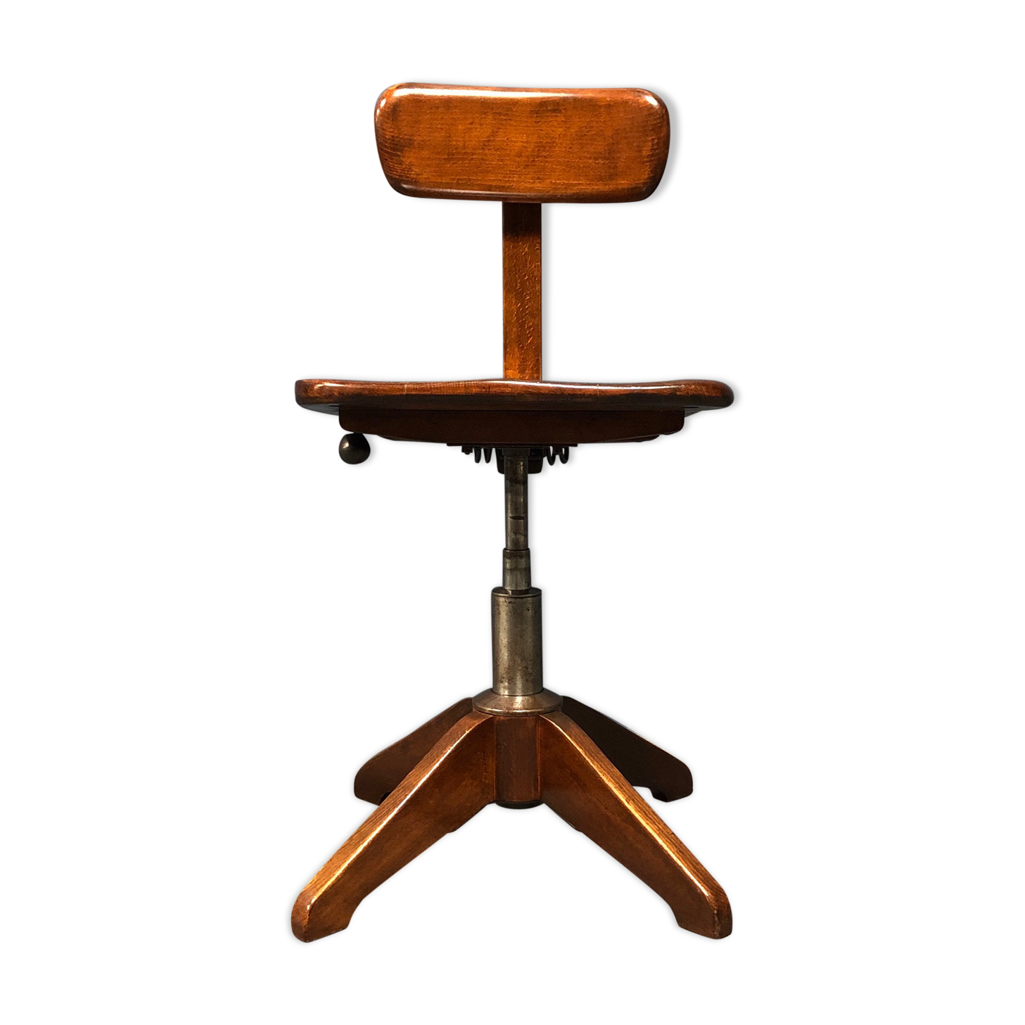 Brown beech wooden Albert Stoll atelier or desk chair from the 1920s