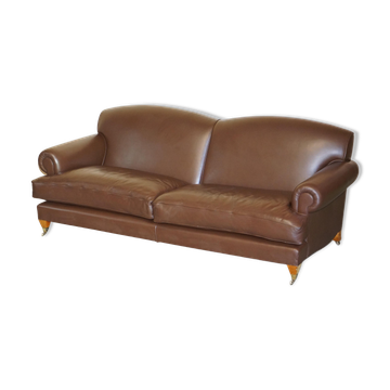 Grand canapé contemporain style Howard & Sons avec roulettes en laiton
