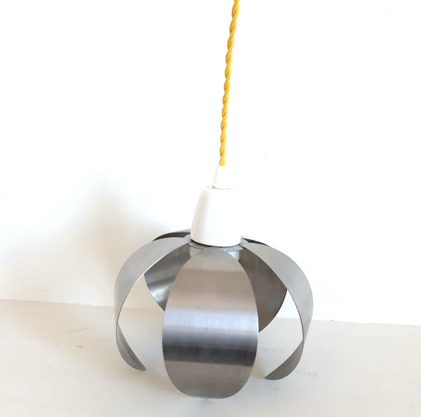 Flower pendant lamp in brushed steel 1970
