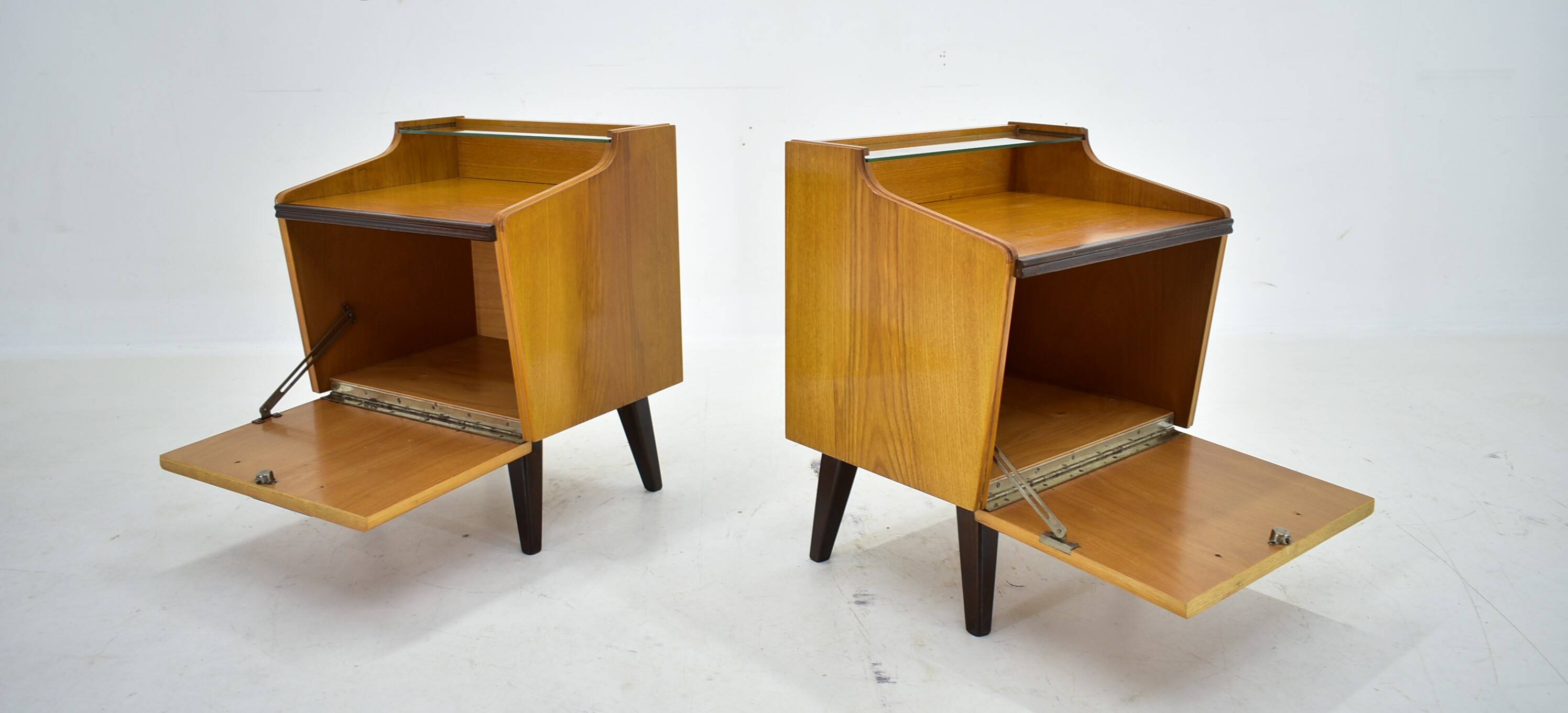 1960s pair of midcentury bedside tables by Mojmir Požár, Czechoslovakia