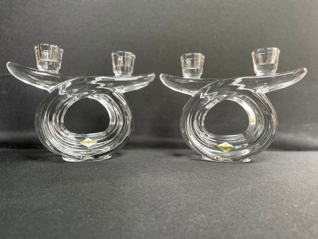 Vannes le Châtel - Candle holders with 2 lights (2) - Cristal
